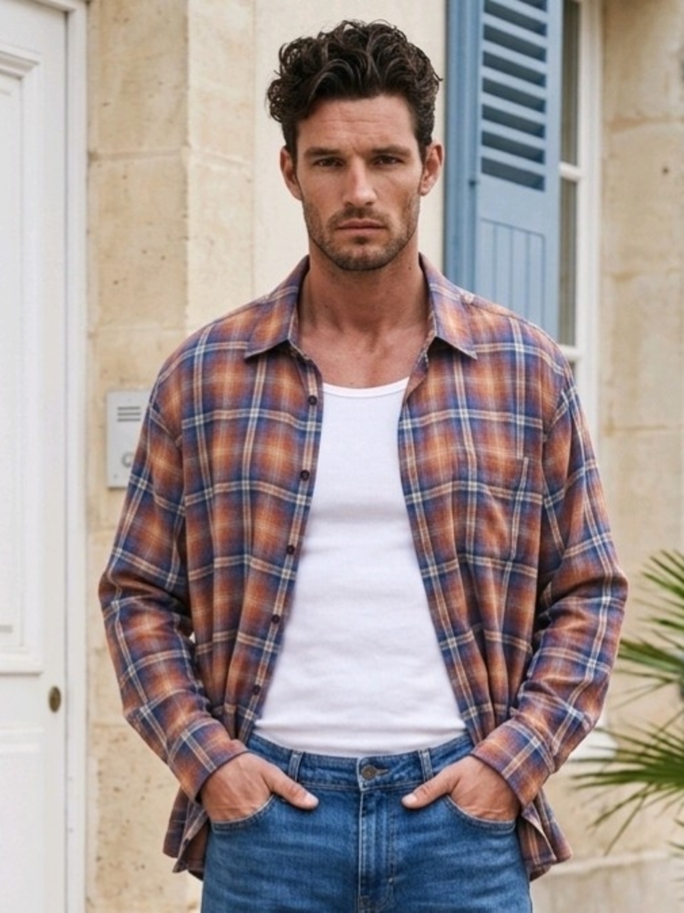 Robert Talbott Multicolor Plaid Longsleeved Linen Button-down Shirt XL (sm spot)